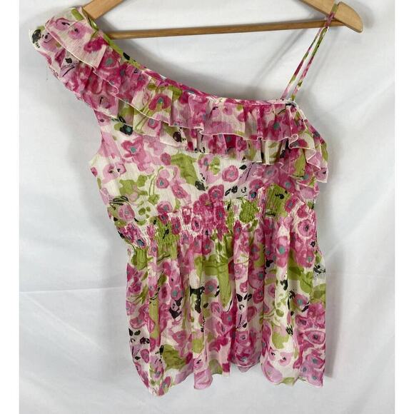 Nicole Miller Floral Ruffle Blouse size medium - Picture 4 of 4